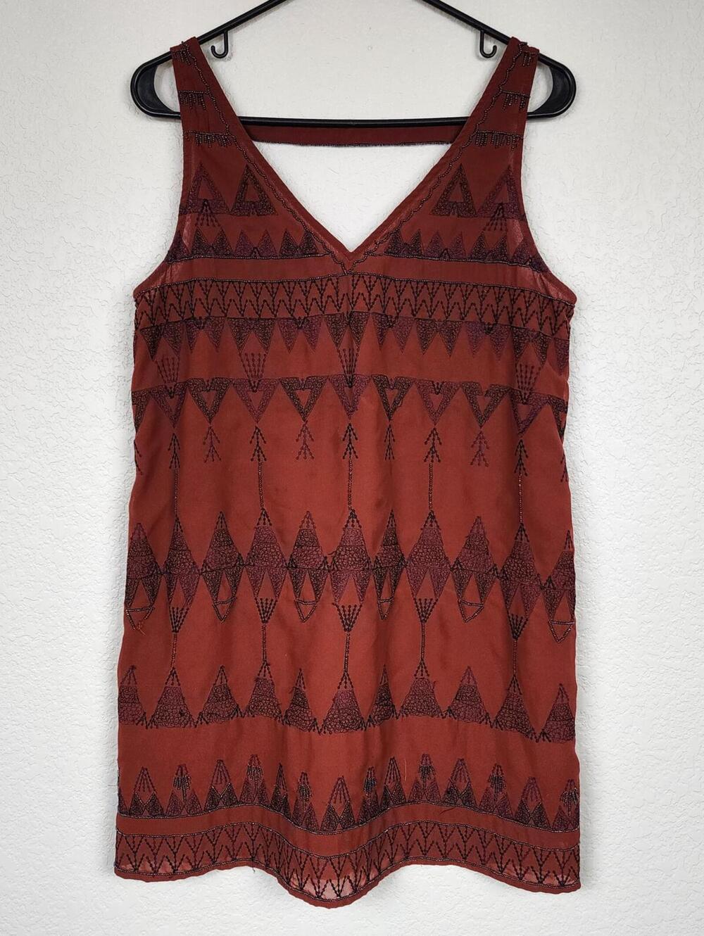 Free People XS Beaded Rust Dress